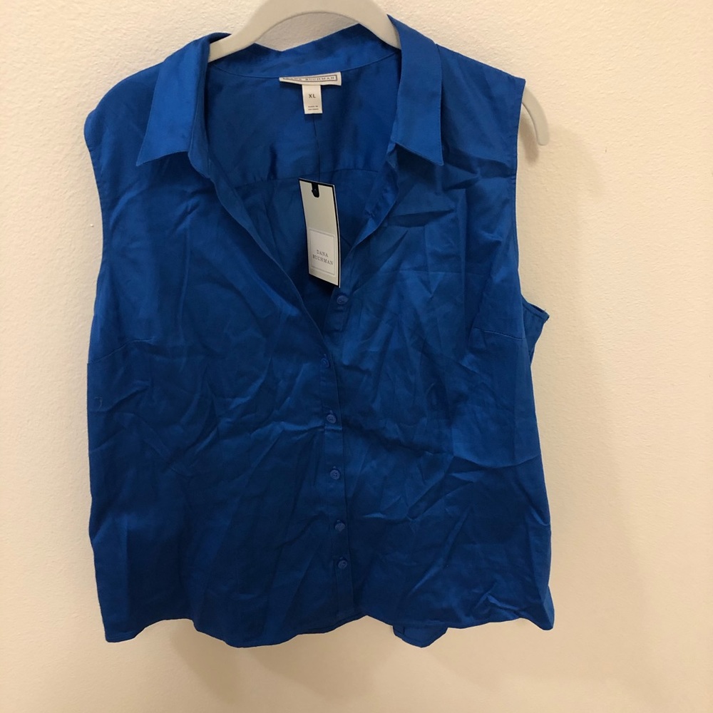 Dana Buchman Blue button front sleeveless top XL